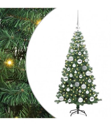 vidaXL Christmas Tree with LED Light Green 120 cm PVC and Steel