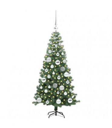 vidaXL Christmas Tree with LED Light Green 120 cm PVC and Steel
