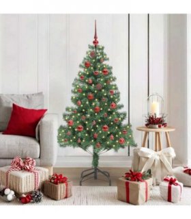 vidaXL Christmas Tree with LED Light Green 150 cm PVC and Steel