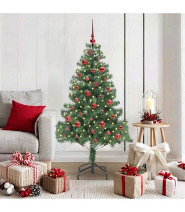 vidaXL Christmas Tree with LED Light Green 150 cm PVC and Steel