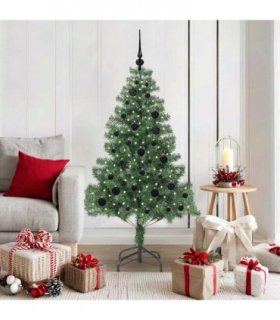 vidaXL Christmas Tree with LED Light Green 150 cm PVC and Steel