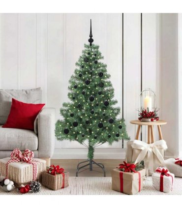 vidaXL Christmas Tree with LED Light Green 150 cm PVC and Steel