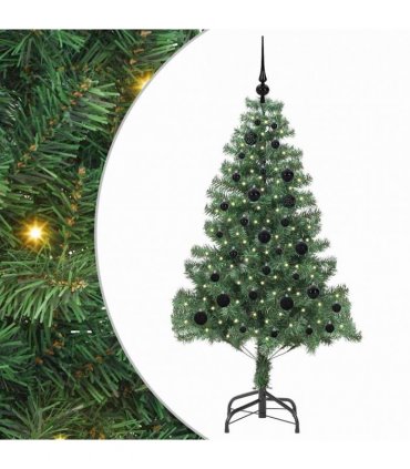 vidaXL Christmas Tree with LED Light Green 150 cm PVC and Steel