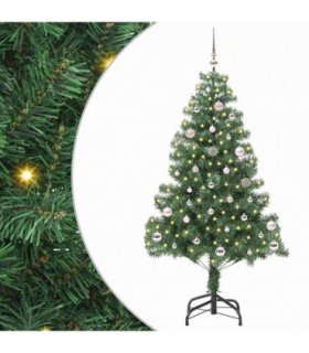 vidaXL Christmas Tree with LED Light Green 150 cm PVC and Steel