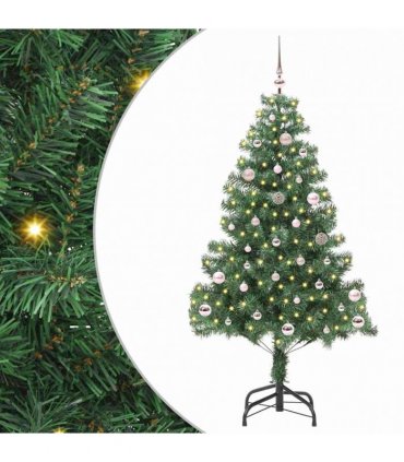 vidaXL Christmas Tree with LED Light Green 150 cm PVC and Steel