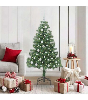 vidaXL Christmas Tree with LED Light Green 150 cm PVC and Steel