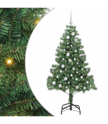 vidaXL Christmas Tree with LED Light Green 150 cm PVC and Steel