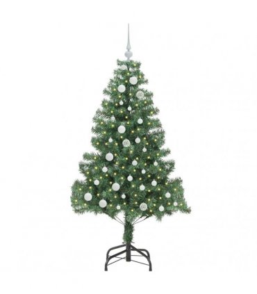 vidaXL Christmas Tree with LED Light Green 150 cm PVC and Steel