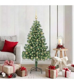 vidaXL Christmas Tree with LED Light Green 150 cm PVC and Steel