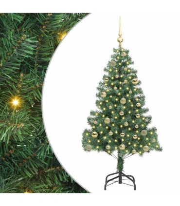 vidaXL Christmas Tree with LED Light Green 150 cm PVC and Steel