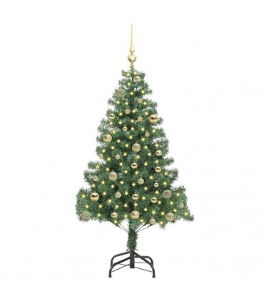 vidaXL Christmas Tree with LED Light Green 150 cm PVC and Steel