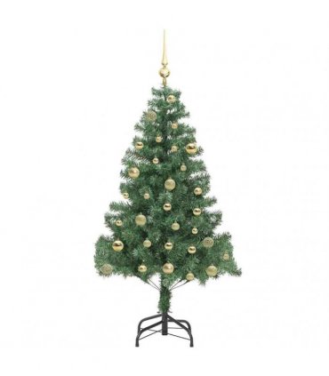 vidaXL Christmas Tree with LED Light Green 150 cm PVC and Steel