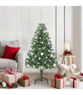 vidaXL Christmas Tree with LED Light Green 150 cm PVC and Steel