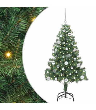 vidaXL Christmas Tree with LED Light Green 150 cm PVC and Steel