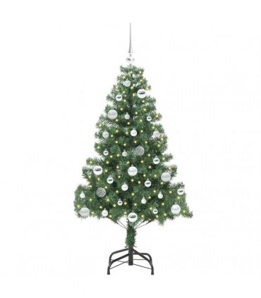 vidaXL Christmas Tree with LED Light Green 150 cm PVC and Steel