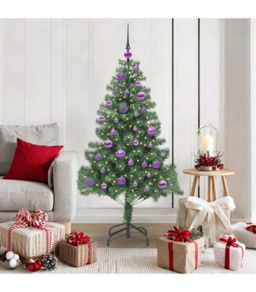 vidaXL Christmas Tree with LED Light Green 150 cm PVC and Steel