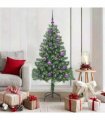 vidaXL Christmas Tree with LED Light Green 150 cm PVC and Steel