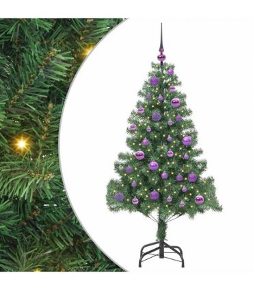 vidaXL Christmas Tree with LED Light Green 150 cm PVC and Steel
