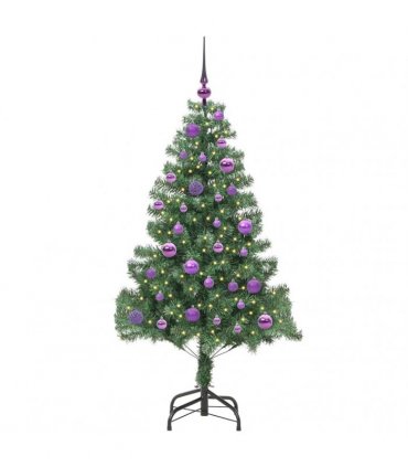 vidaXL Christmas Tree with LED Light Green 150 cm PVC and Steel