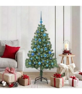 vidaXL Christmas Tree with LED Light Green 150 cm PVC and Steel