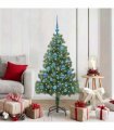 vidaXL Christmas Tree with LED Light Green 150 cm PVC and Steel