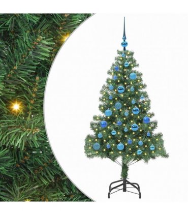 vidaXL Christmas Tree with LED Light Green 150 cm PVC and Steel