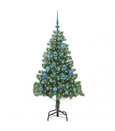vidaXL Christmas Tree with LED Light Green 150 cm PVC and Steel
