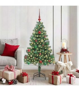 vidaXL Christmas Tree with LED Light Green 150 cm PVC and Steel