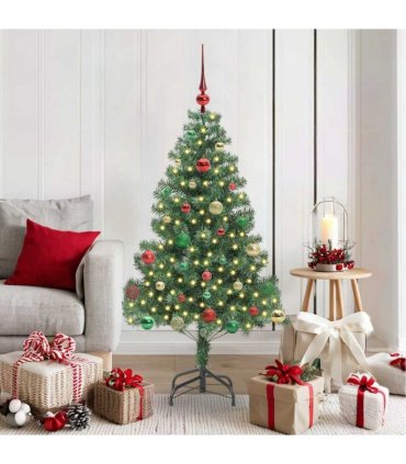vidaXL Christmas Tree with LED Light Green 150 cm PVC and Steel