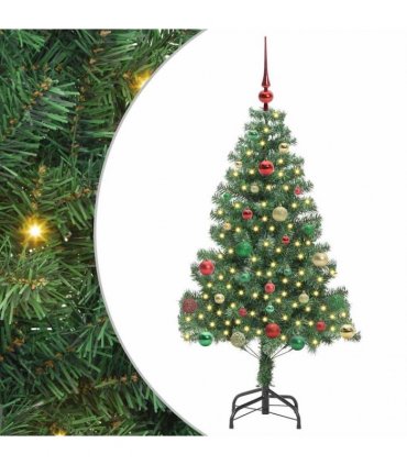 vidaXL Christmas Tree with LED Light Green 150 cm PVC and Steel