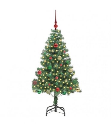 vidaXL Christmas Tree with LED Light Green 150 cm PVC and Steel