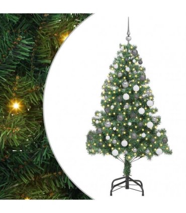 vidaXL Christmas Tree with LED Light Green 180 cm PVC and Steel