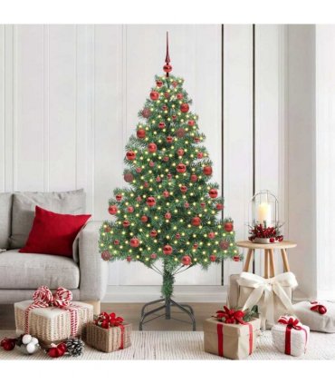 vidaXL Christmas Tree with LED Light Green 180 cm PVC and Steel