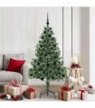 vidaXL Christmas Tree with LED Light Green 180 cm PVC and Steel