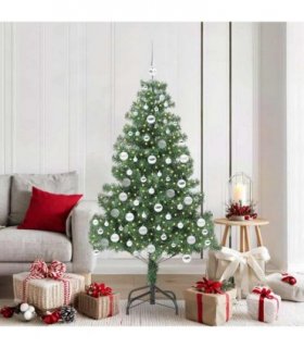 vidaXL Christmas Tree with LED Light Green 180 cm PVC and Steel