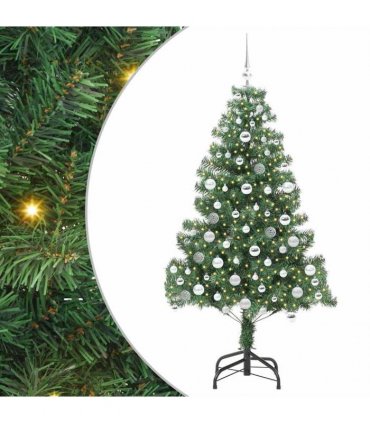 vidaXL Christmas Tree with LED Light Green 180 cm PVC and Steel