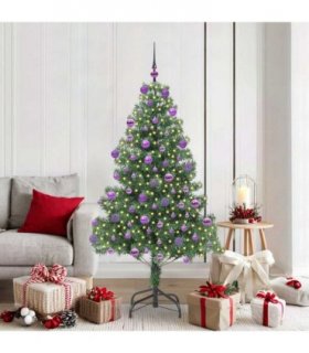 vidaXL Christmas Tree with LED Light Green 180 cm PVC and Steel