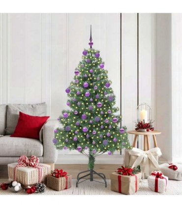 vidaXL Christmas Tree with LED Light Green 180 cm PVC and Steel