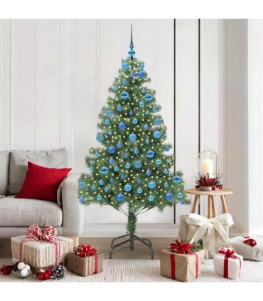 vidaXL Christmas Tree with LED Light Green 180 cm PVC and Steel