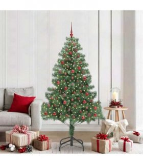 vidaXL Christmas Tree with LED Light Green 210 cm PVC and Steel