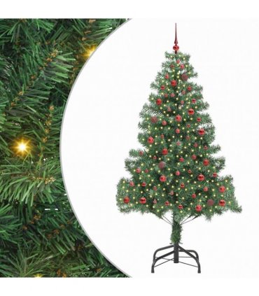 vidaXL Christmas Tree with LED Light Green 210 cm PVC and Steel