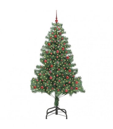 vidaXL Christmas Tree with LED Light Green 210 cm PVC and Steel