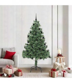 vidaXL Christmas Tree with LED Light Green 210 cm PVC and Steel