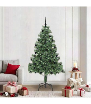 vidaXL Christmas Tree with LED Light Green 210 cm PVC and Steel