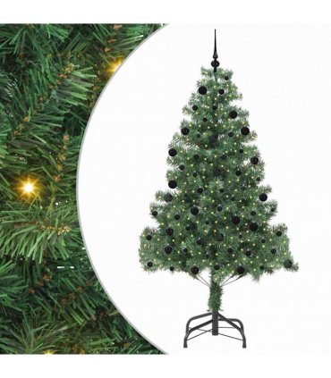 vidaXL Christmas Tree with LED Light Green 210 cm PVC and Steel