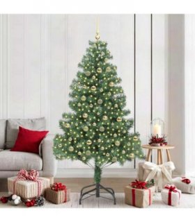 vidaXL Christmas Tree with LED Light Green 210 cm PVC and Steel