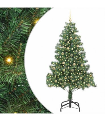 vidaXL Christmas Tree with LED Light Green 210 cm PVC and Steel