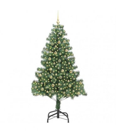 vidaXL Christmas Tree with LED Light Green 210 cm PVC and Steel