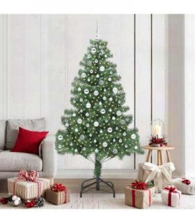 vidaXL Christmas Tree with LED Light Green 210 cm PVC and Steel