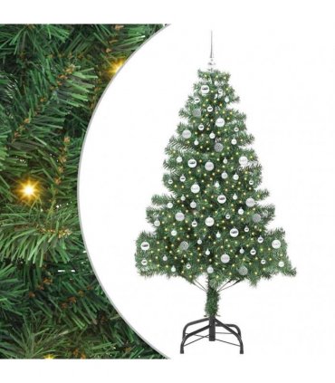 vidaXL Christmas Tree with LED Light Green 210 cm PVC and Steel